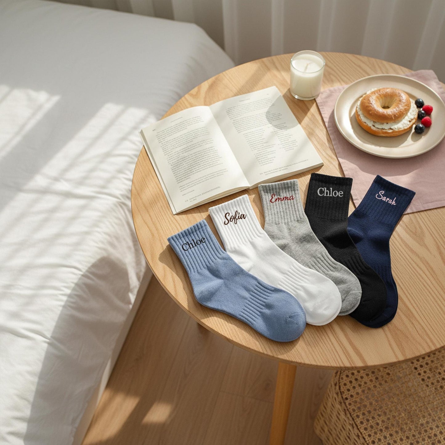 Custom Embroidered Name Socks – Personalized Cotton Socks Gift, Cozy Minimalist Style