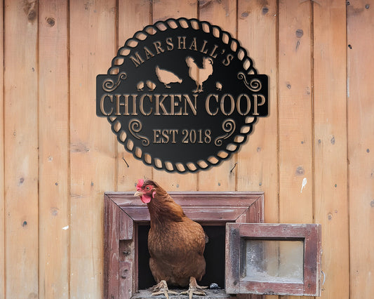 Custom Chicken Farm Metal Sign, Farm Coop Sign, Personalized Chicken Farm Sign, Family Name Metal Sign for Farm House, Hen House Coop Sign