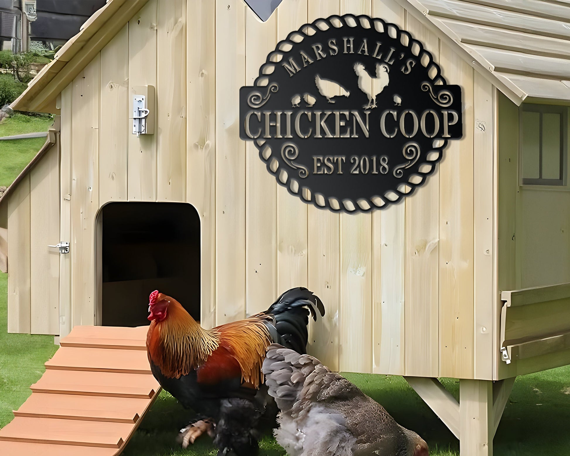Custom Chicken Farm Metal Sign, Farm Coop Sign, Personalized Chicken Farm Sign, Family Name Metal Sign for Farm House, Hen House Coop Sign