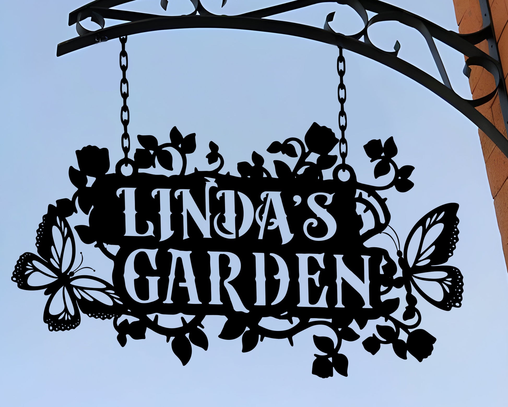 Custom Hanging Garden Sign Personalized Garden Name Sign, Flower Garden Plaque, Outdoor Garden Gift, Memorial Garden Sign, Metal Sign
