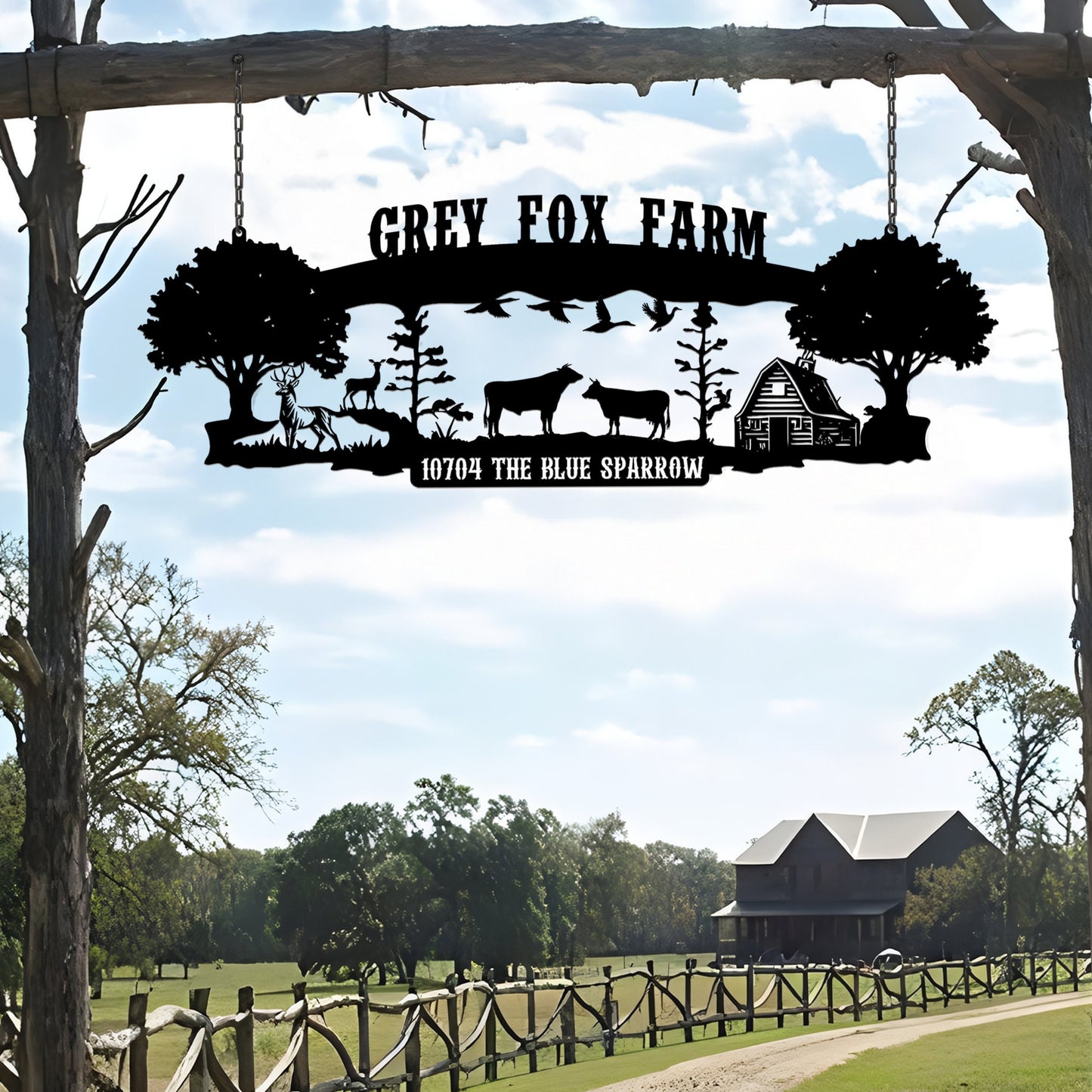 Personalized Ranch House Metal Sign, Custom Farmhouse Unique Metal Name, Ranch Name Metal Sign, Best Anniversary Gift, Family Gift,Farm Gift