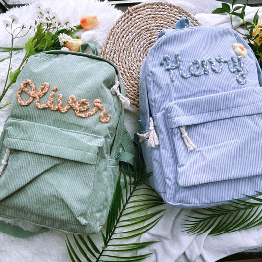 Custom Embroidered Corduroy Toddler Backpack: Personalized School Bag