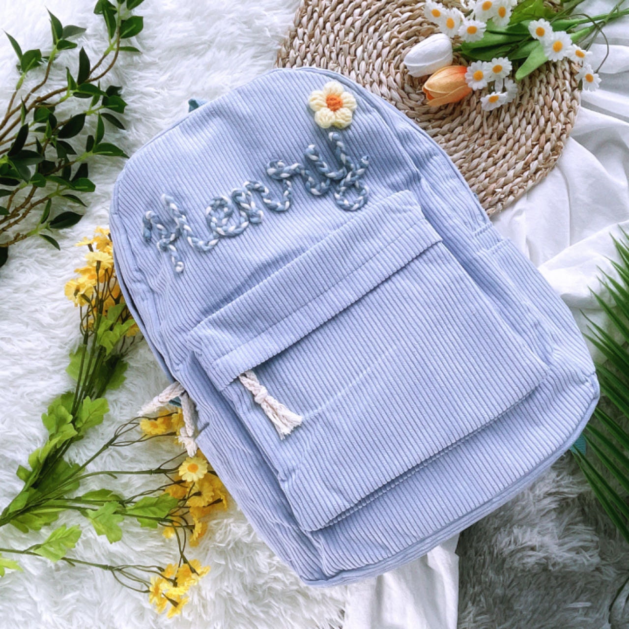 Custom Embroidered Corduroy Toddler Backpack: Personalized School Bag