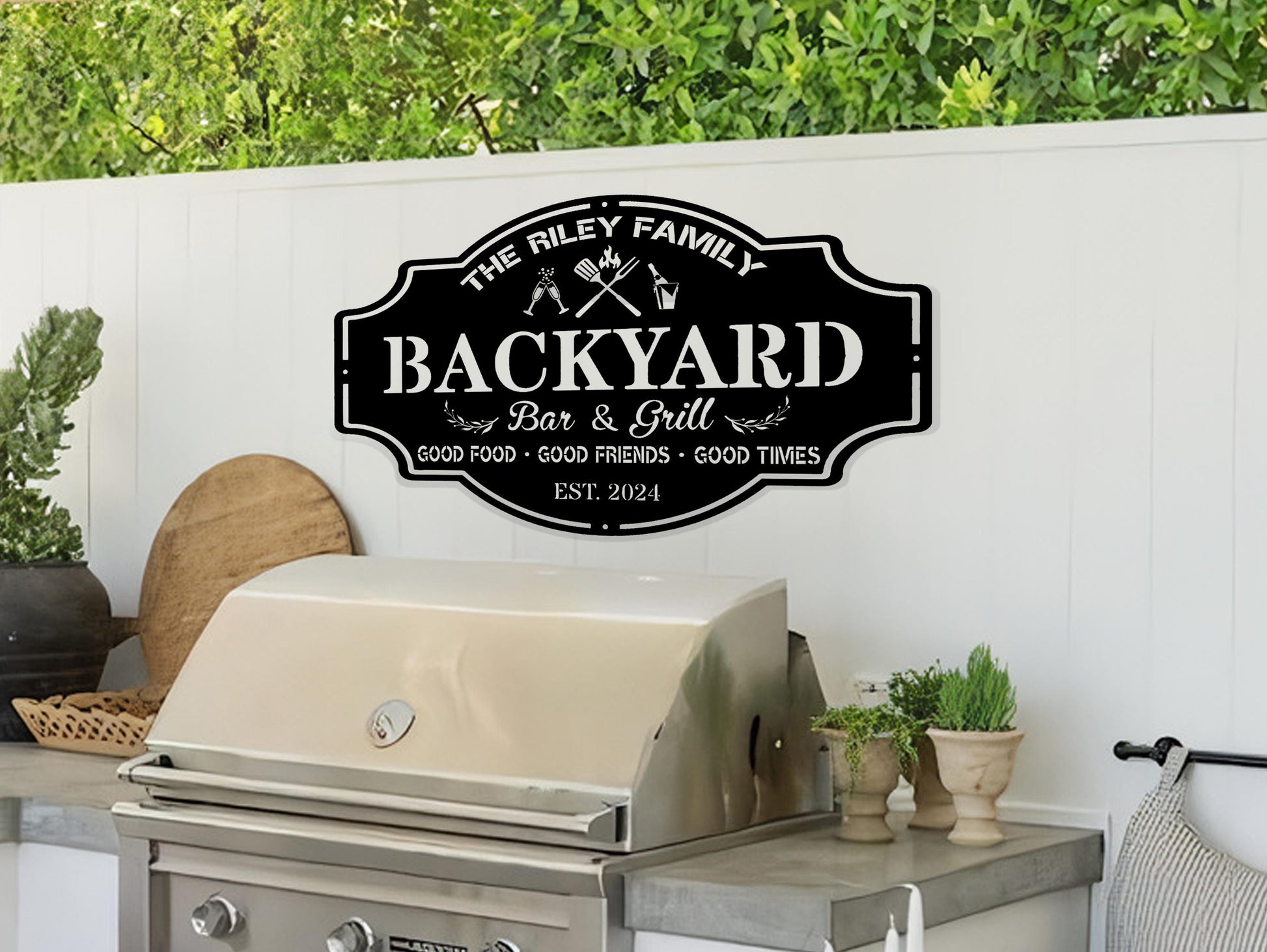 Personalized Backyard Sign Custom Bar & Grill Sign Metal Sign Bar Signs, BBQ Signs, Personalized Bar Sign, Outdoor Kitchen Metal Signs, Papa