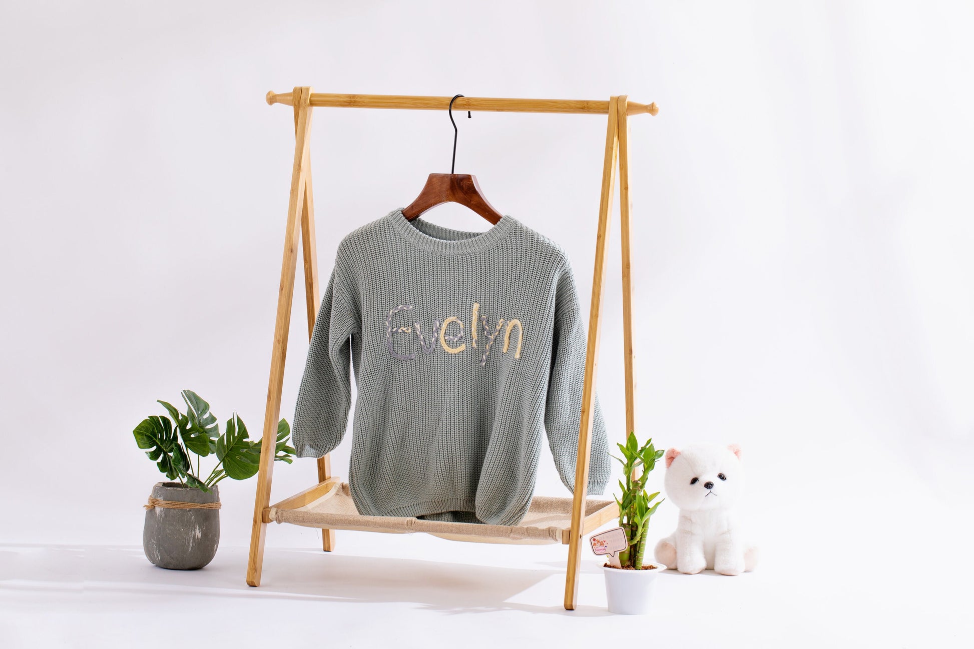 Hand-Embroidered Name Baby Sweater: Personalized Knit Clothes