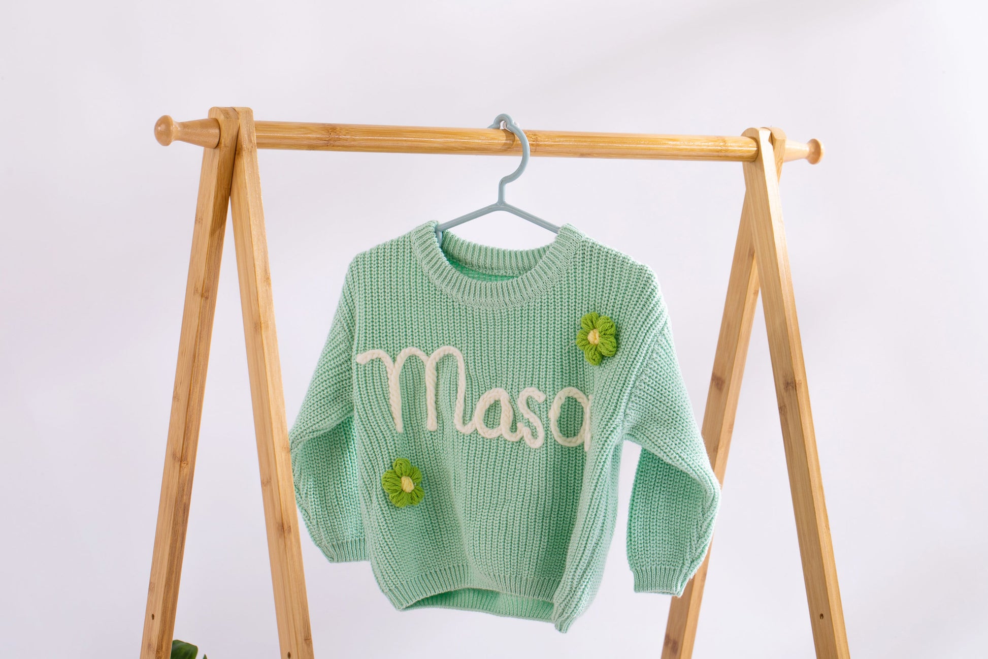 Hand-Embroidered Name Baby Sweater: Personalized Knit Clothes