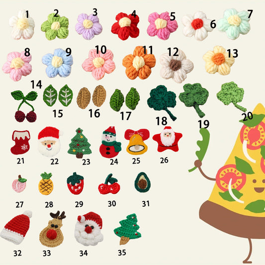 Sweater Design Add-On: Crochet Flowers, Leaves, Christmas Appliques
