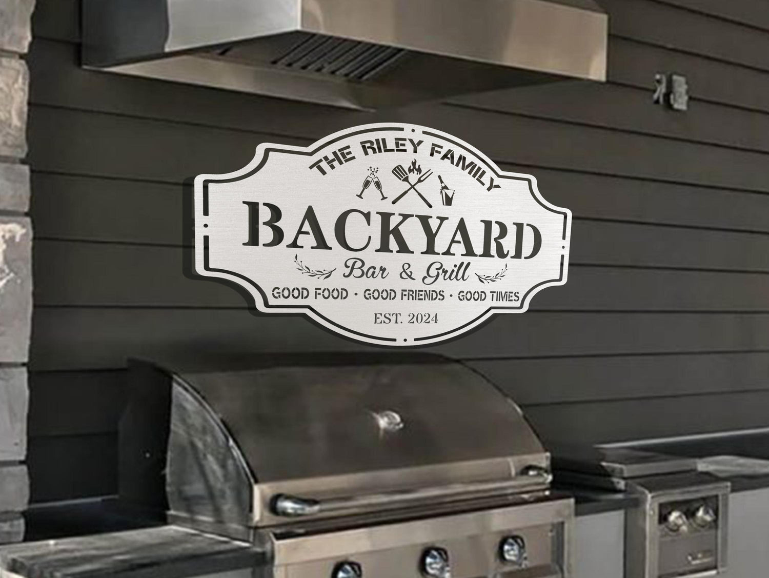 Personalized Backyard Sign Custom Bar & Grill Sign Metal Sign Bar Signs, BBQ Signs, Personalized Bar Sign, Outdoor Kitchen Metal Signs, Papa
