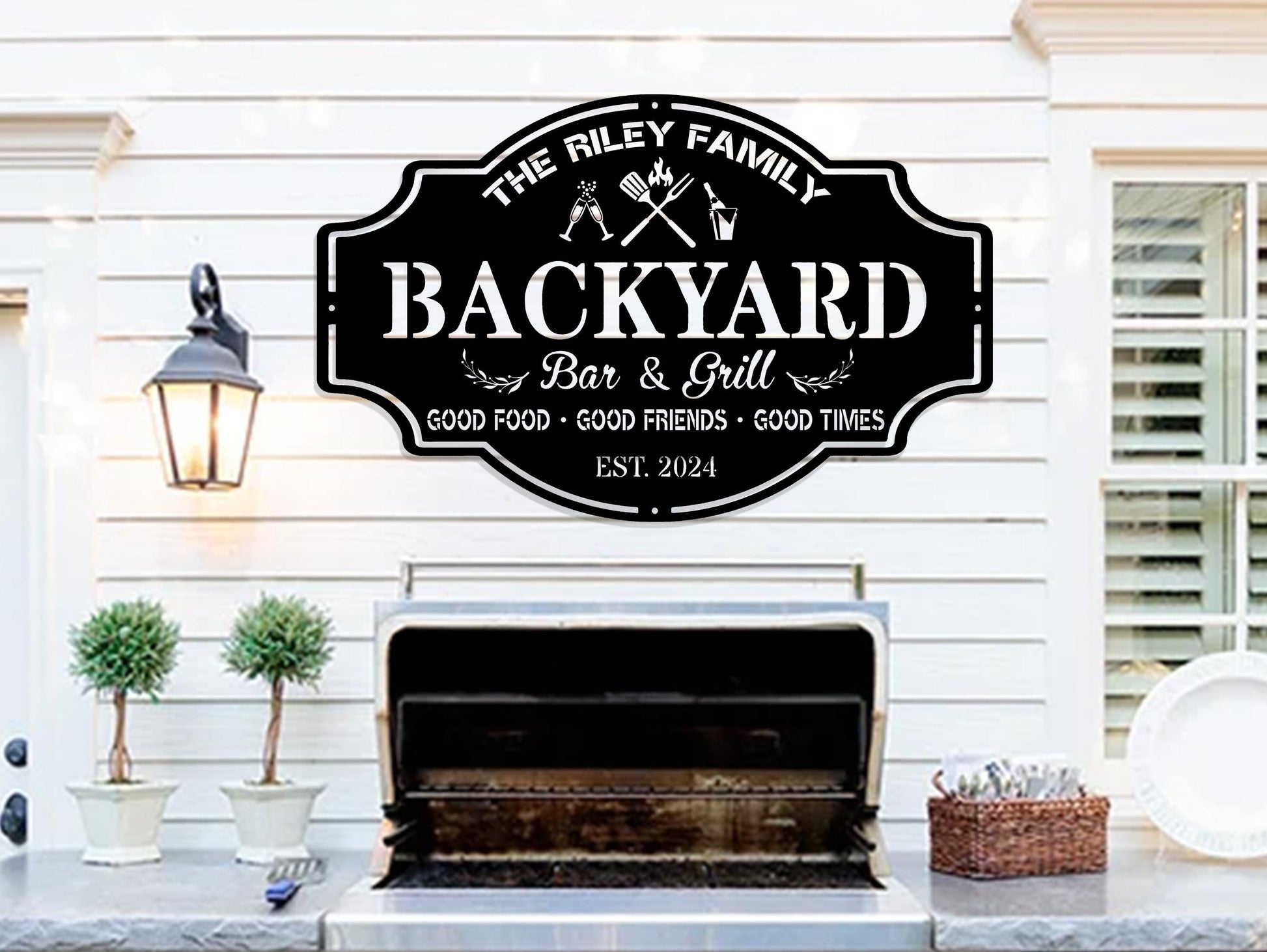 Personalized Backyard Sign Custom Bar & Grill Sign Metal Sign Bar Signs, BBQ Signs, Personalized Bar Sign, Outdoor Kitchen Metal Signs, Papa
