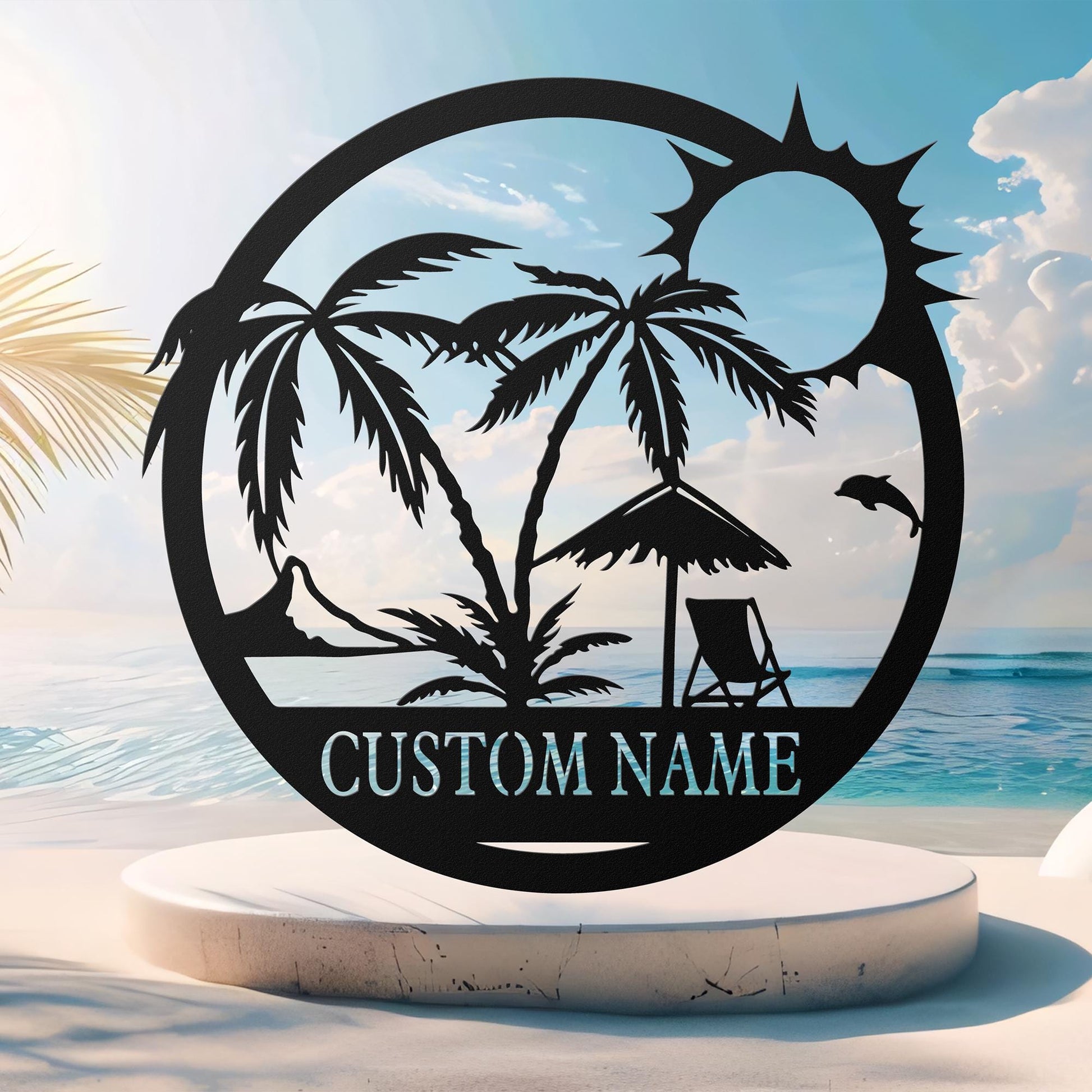 Custom Beach Decor, Nautical Decor, Lake House Decor, Summer Beach House Sign, Metal Coastal Decor, Outdoor Sign Sunset Beach Monogram