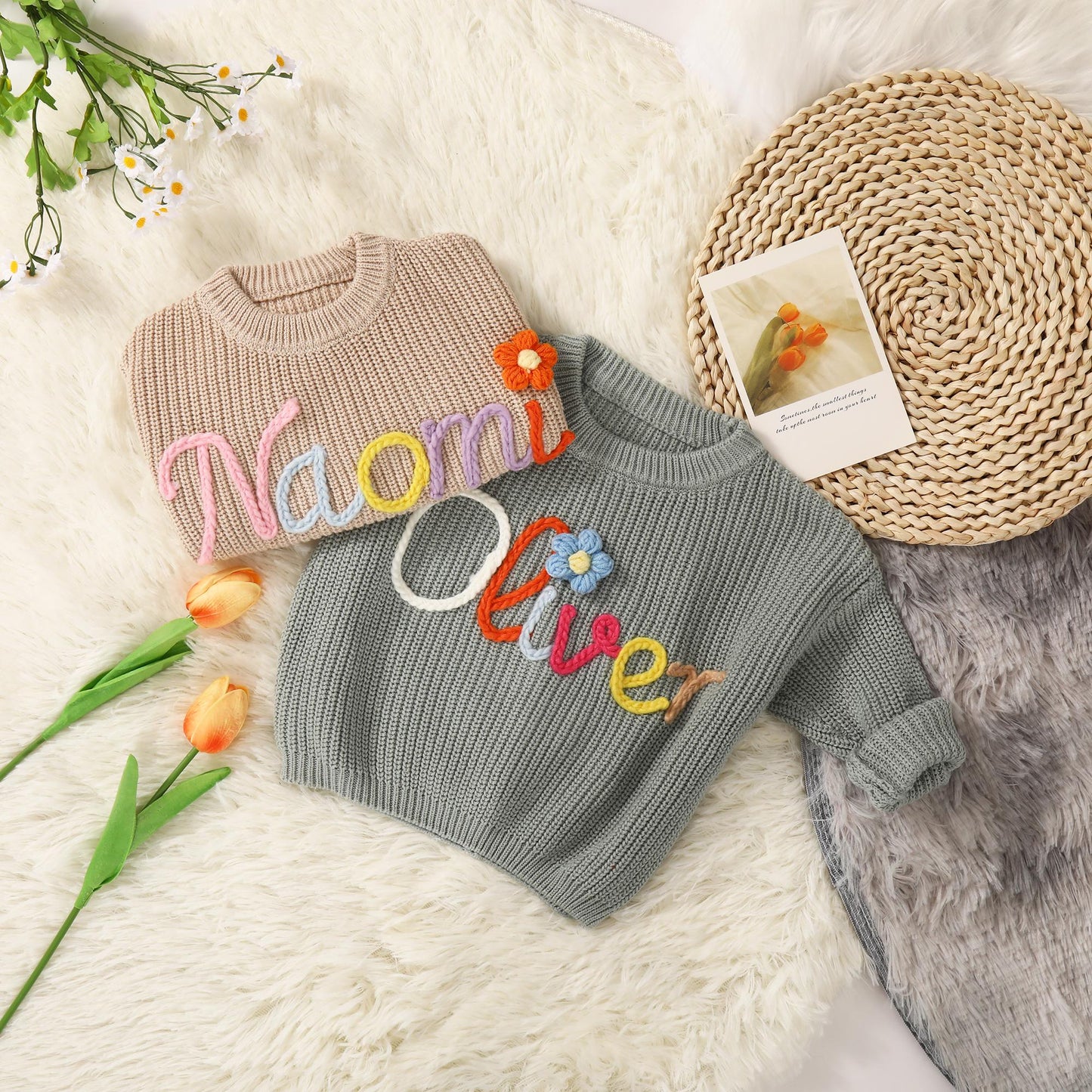 Hand Embroidered Custom Baby Sweater, Personalized Toddler Gift