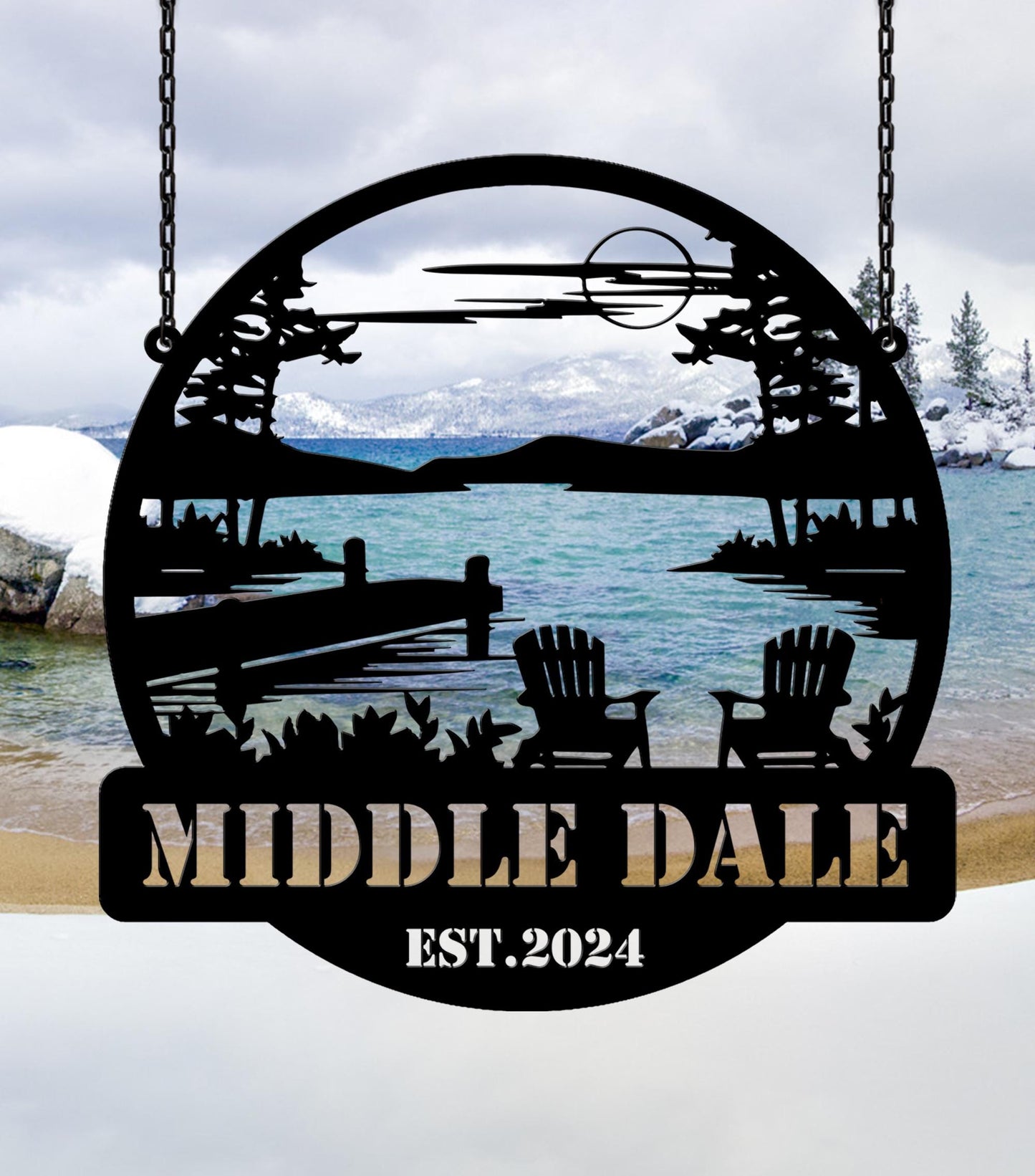 Personalized Lake House Metal Sign, Forest Lake Sign, Custom Lake House Name Sign, Camping Metal sign, Lake House Decor, Front Porch Decor