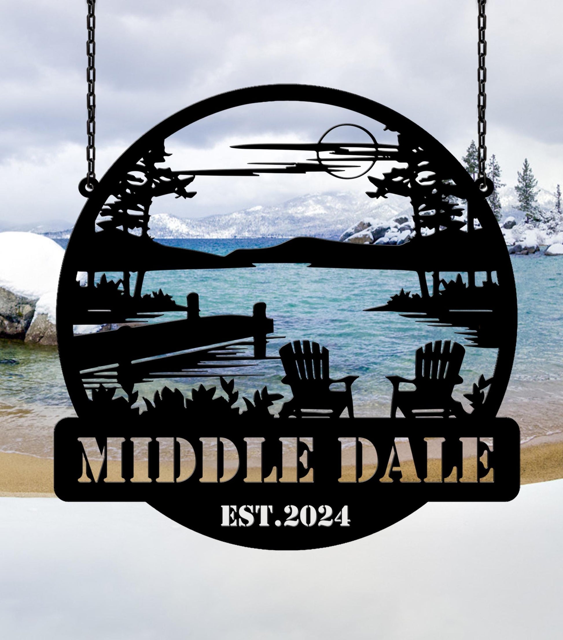 Personalized Lake House Metal Sign, Forest Lake Sign, Custom Lake House Name Sign, Camping Metal sign, Lake House Decor, Front Porch Decor