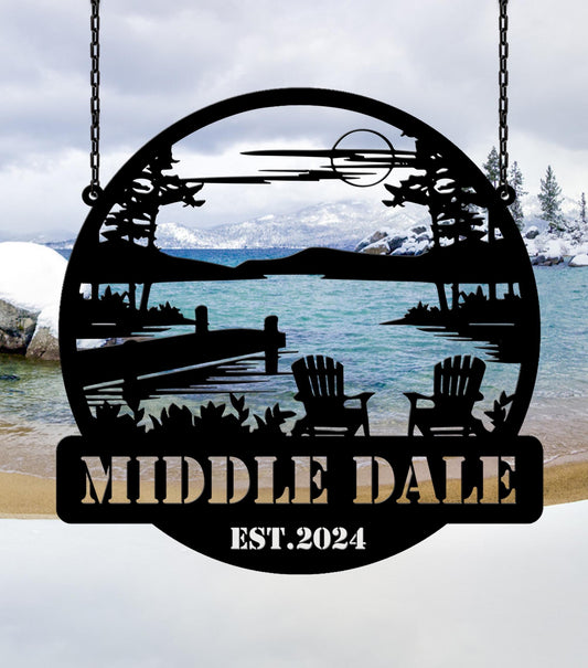 Personalized Lake House Metal Sign, Forest Lake Sign, Custom Lake House Name Sign, Camping Metal sign, Lake House Decor, Front Porch Decor