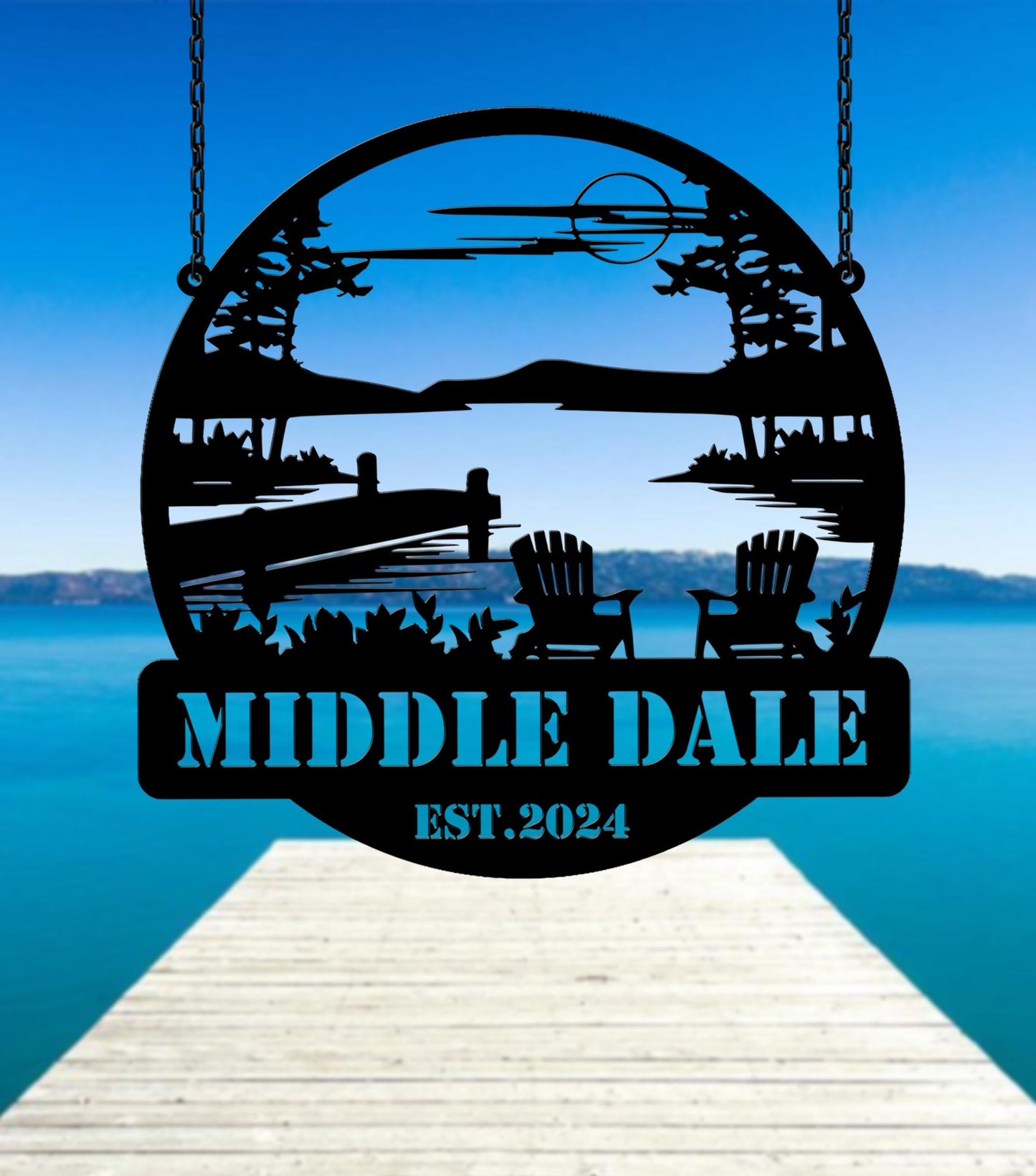 Personalized Lake House Metal Sign, Forest Lake Sign, Custom Lake House Name Sign, Camping Metal sign, Lake House Decor, Front Porch Decor
