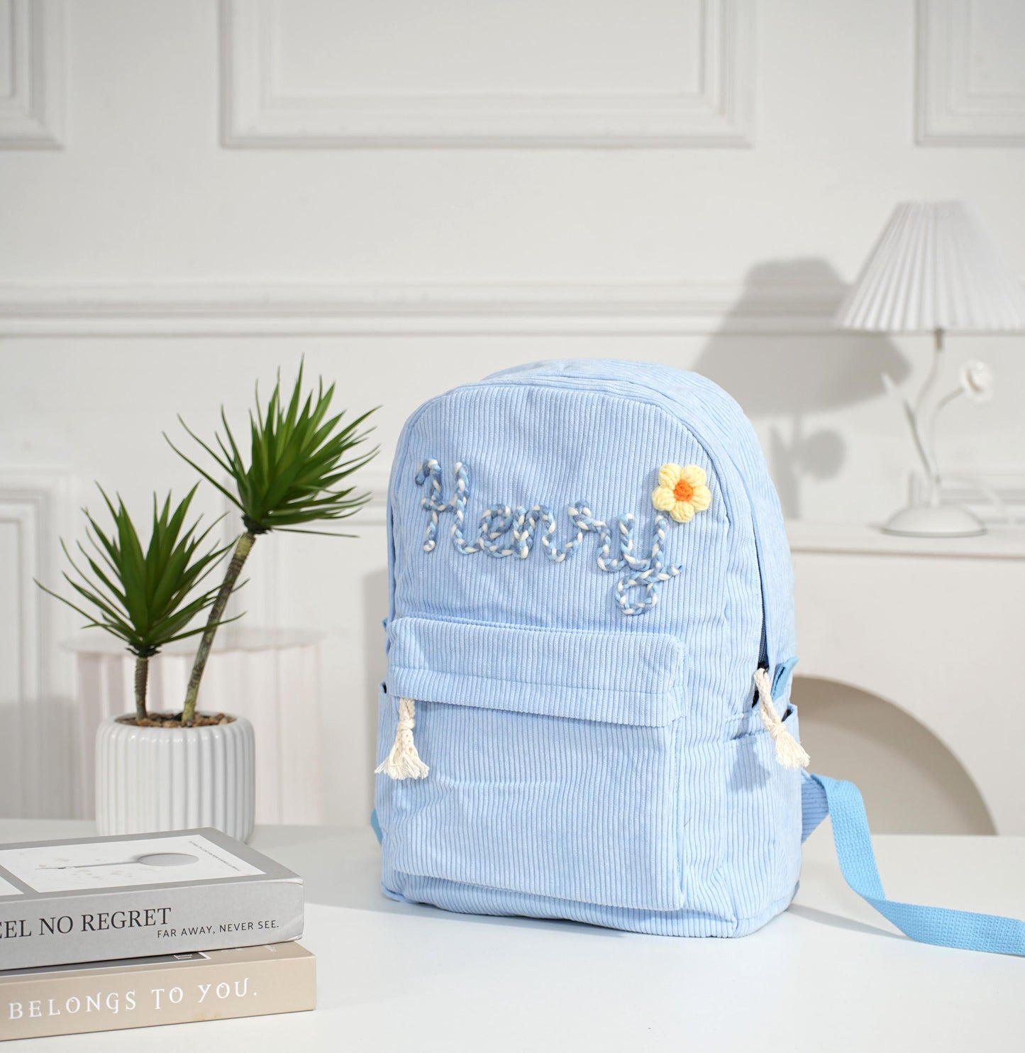 Personalized Toddler Backpack: Handmade Embroidered Corduroy School Bag