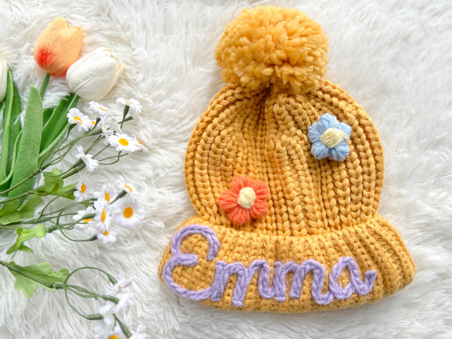Personalized Baby Beanie with Name: Custom Embroidered Winter Hat