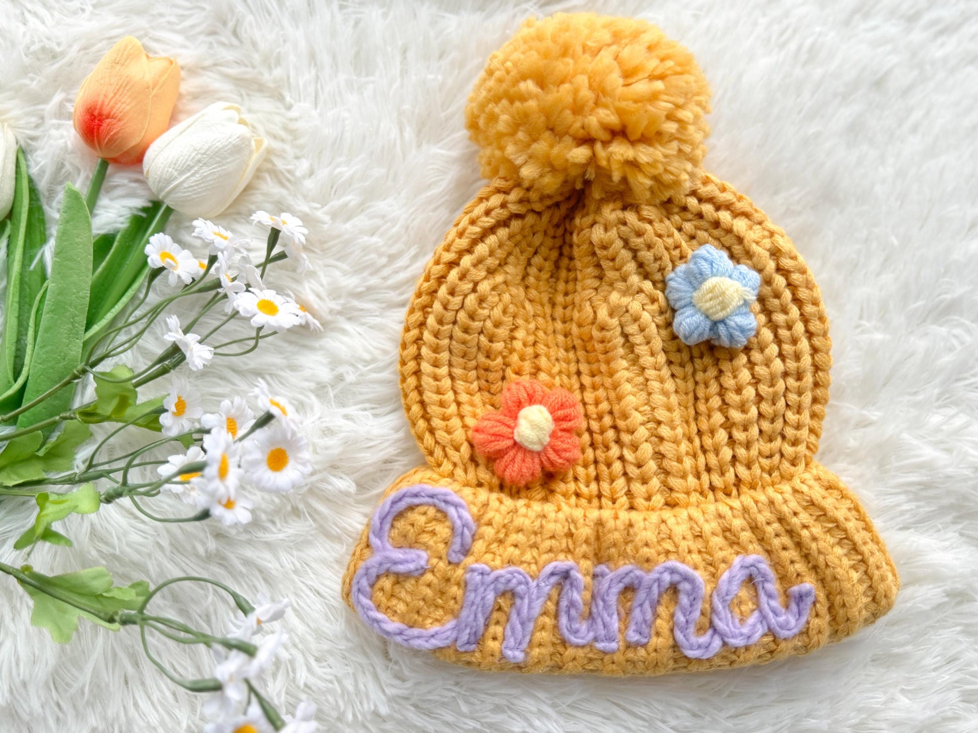Personalized Baby Beanie with Name: Custom Embroidered Winter Hat