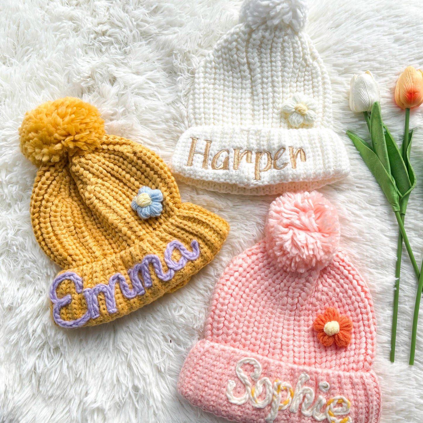 Personalized Baby Beanie with Name: Custom Embroidered Winter Hat