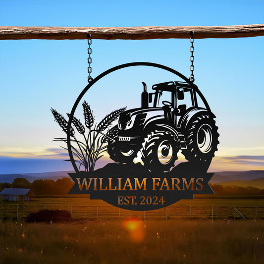 Custom Tractor Farm Metal Sign with LED Light, Tractor Name Sign, Farmhouse Decor, Tractor Barn Sign, Tractor Driver Gift, Gift for Farmer