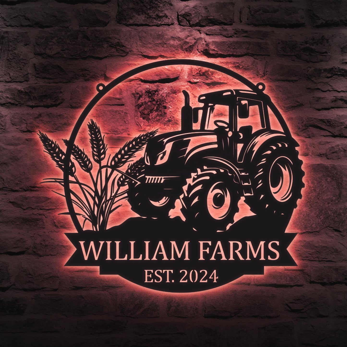 Custom Tractor Farm Metal Sign with LED Light, Tractor Name Sign, Farmhouse Decor, Tractor Barn Sign, Tractor Driver Gift, Gift for Farmer