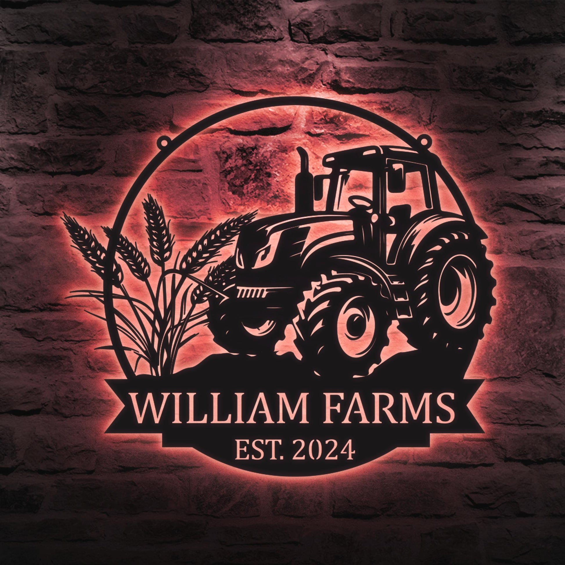 Custom Tractor Farm Metal Sign with LED Light, Tractor Name Sign, Farmhouse Decor, Tractor Barn Sign, Tractor Driver Gift, Gift for Farmer