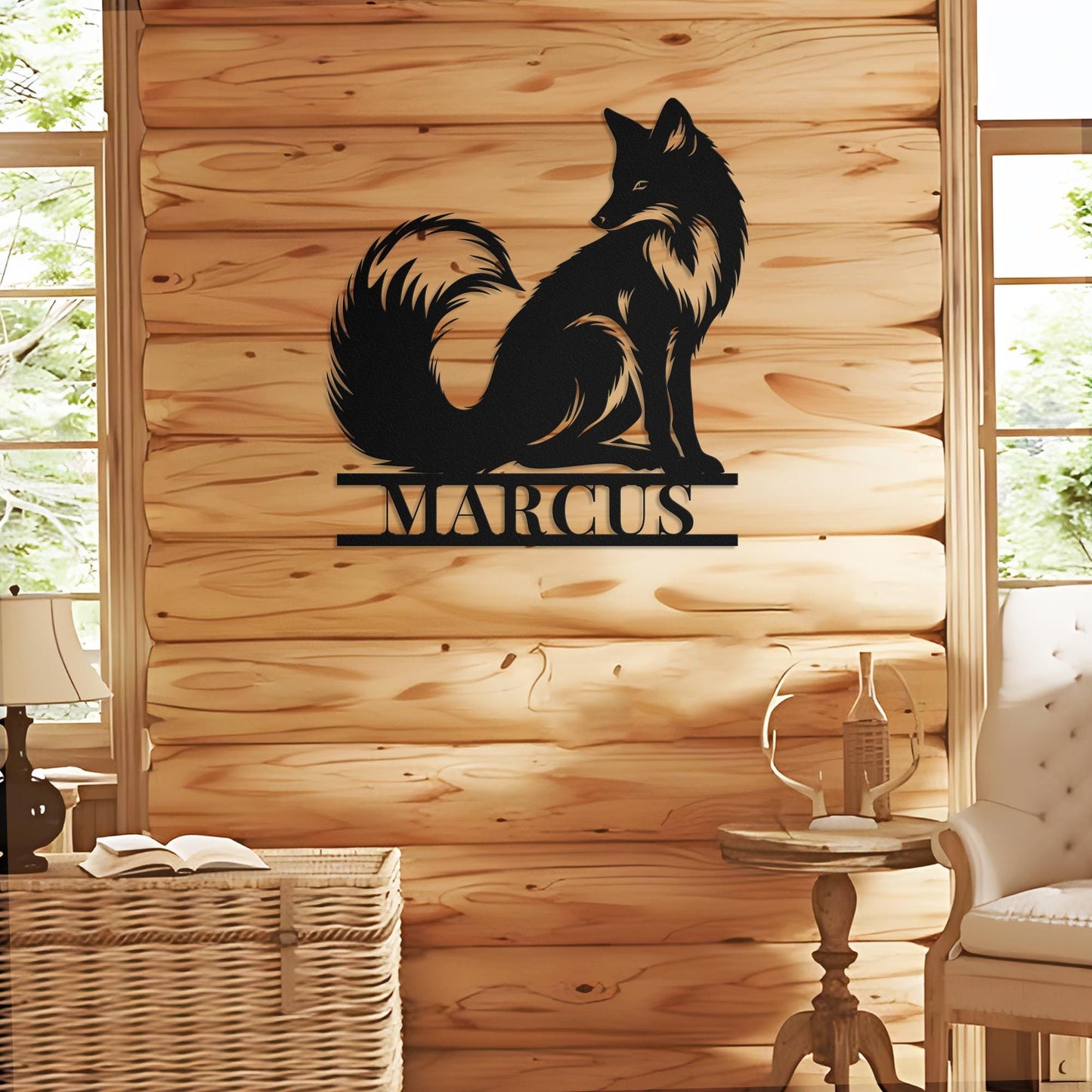 Custom Fox Metal Wall Art LED Light Personalized Fox Lover Name Sign Home Decor Kid Nursery Decoration Wild Animal Housewarming Birthday