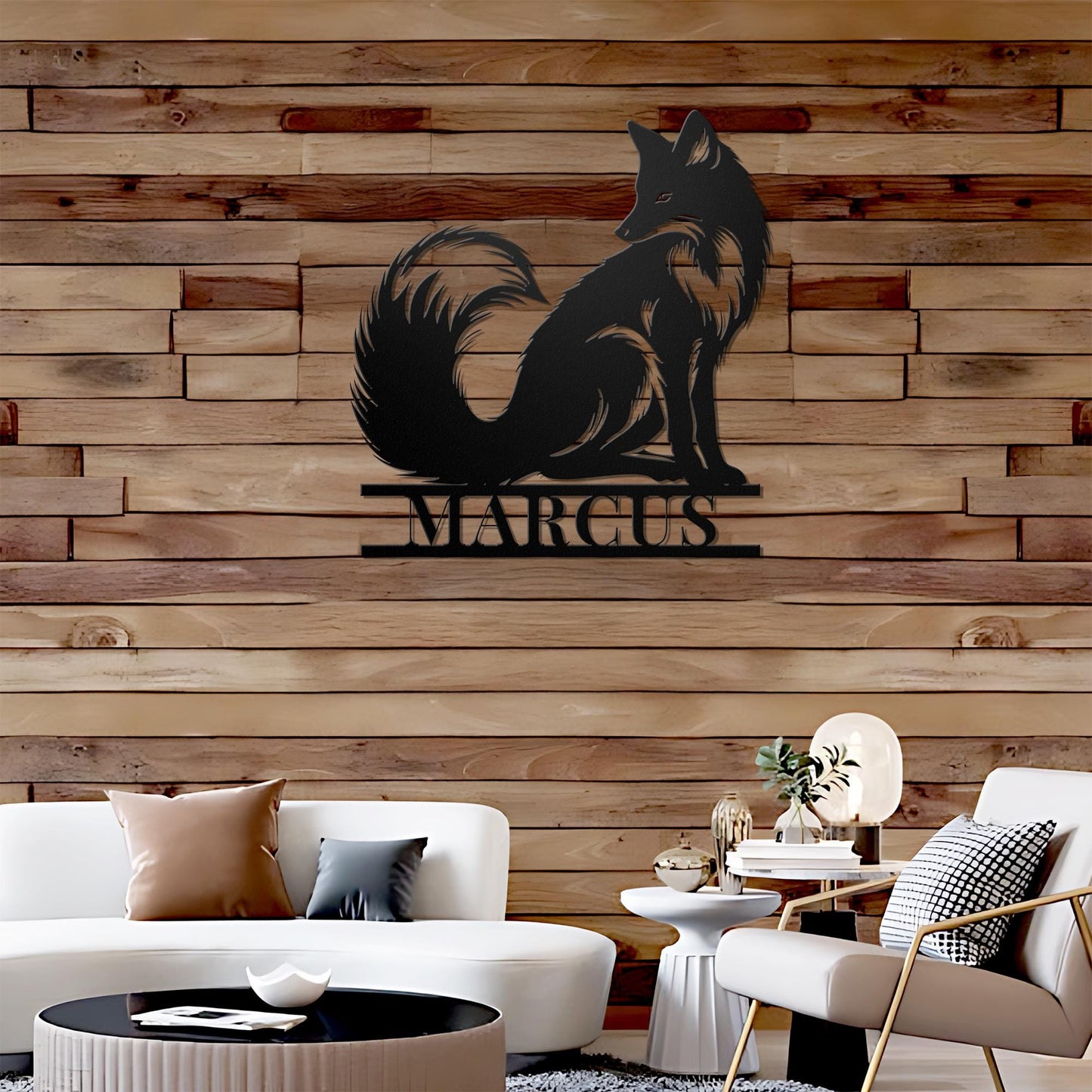 Custom Fox Metal Wall Art LED Light Personalized Fox Lover Name Sign Home Decor Kid Nursery Decoration Wild Animal Housewarming Birthday