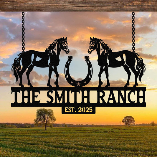 Horse Ranch Sign, Metal Farm Sign, Ranch Sign, Farm Sign, Personalized Farm Sign, Farming Signs, Custom Horse Sign, Gift For Her, Home Decor
