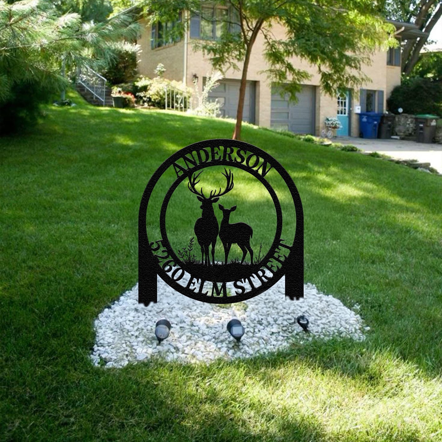 Custom Metal Address Sign for Lodge, Personalized Deer Address Yard Stake, Custom Deer Sign, Family Name Sign, Address Yard Metal Sign