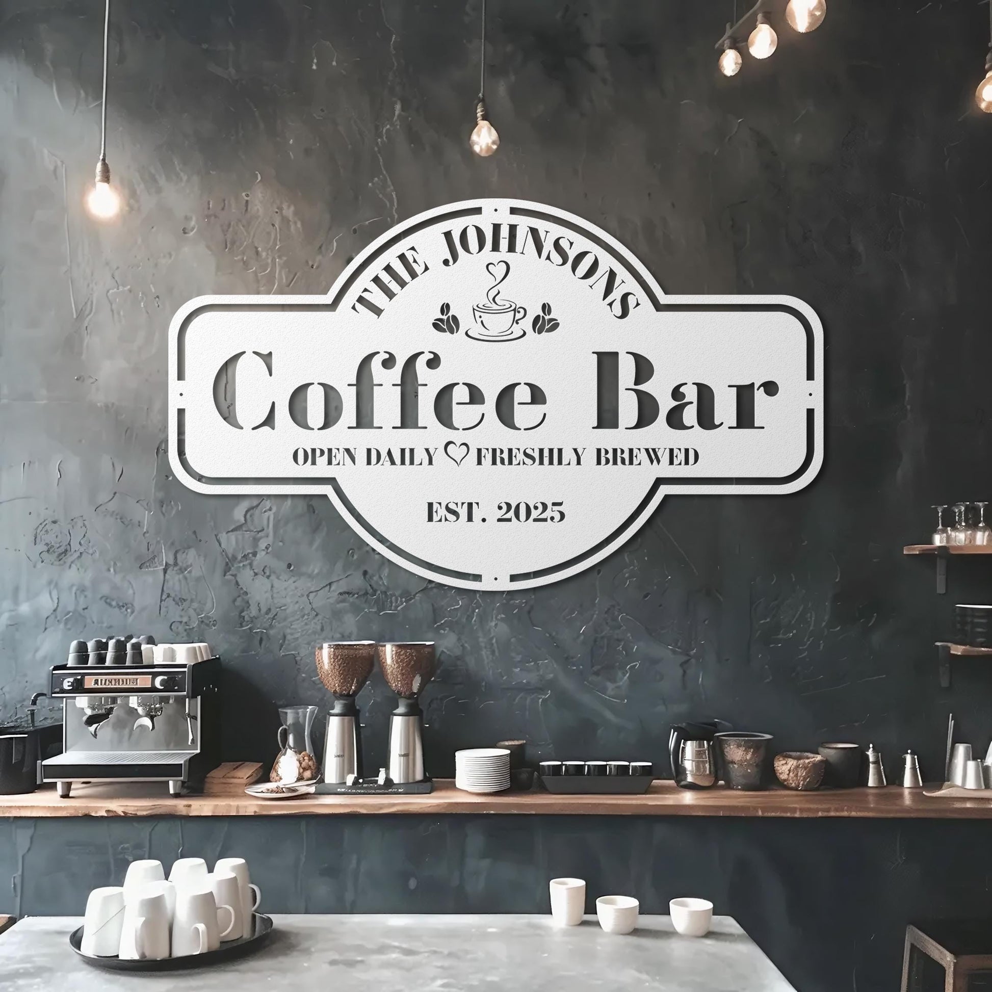 Personalized Coffee Bar Sign for Kitchen | Custom Coffee Decor | Metal Wall Art| Coffee Lover Gift | Cafe Shop Sign | Cafe Bar Sign | Gifts