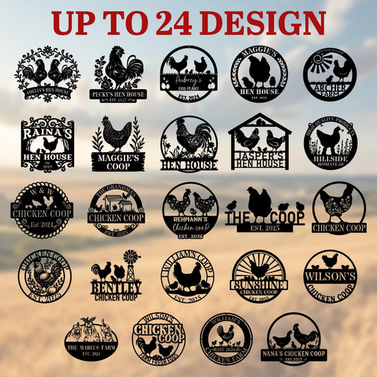 Custom Chicken Farm Metal Sign, Hen House Coop Sign, Farm Coop Sign, Personalized Hen Name Sign, Chicken Coop Wall Art, Eggs Farm House Sign