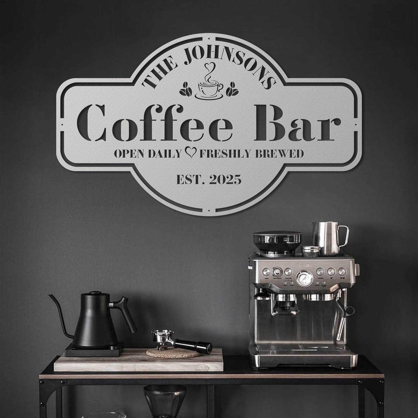 Personalized Coffee Bar Sign for Kitchen | Custom Coffee Decor | Metal Wall Art| Coffee Lover Gift | Cafe Shop Sign | Cafe Bar Sign | Gifts