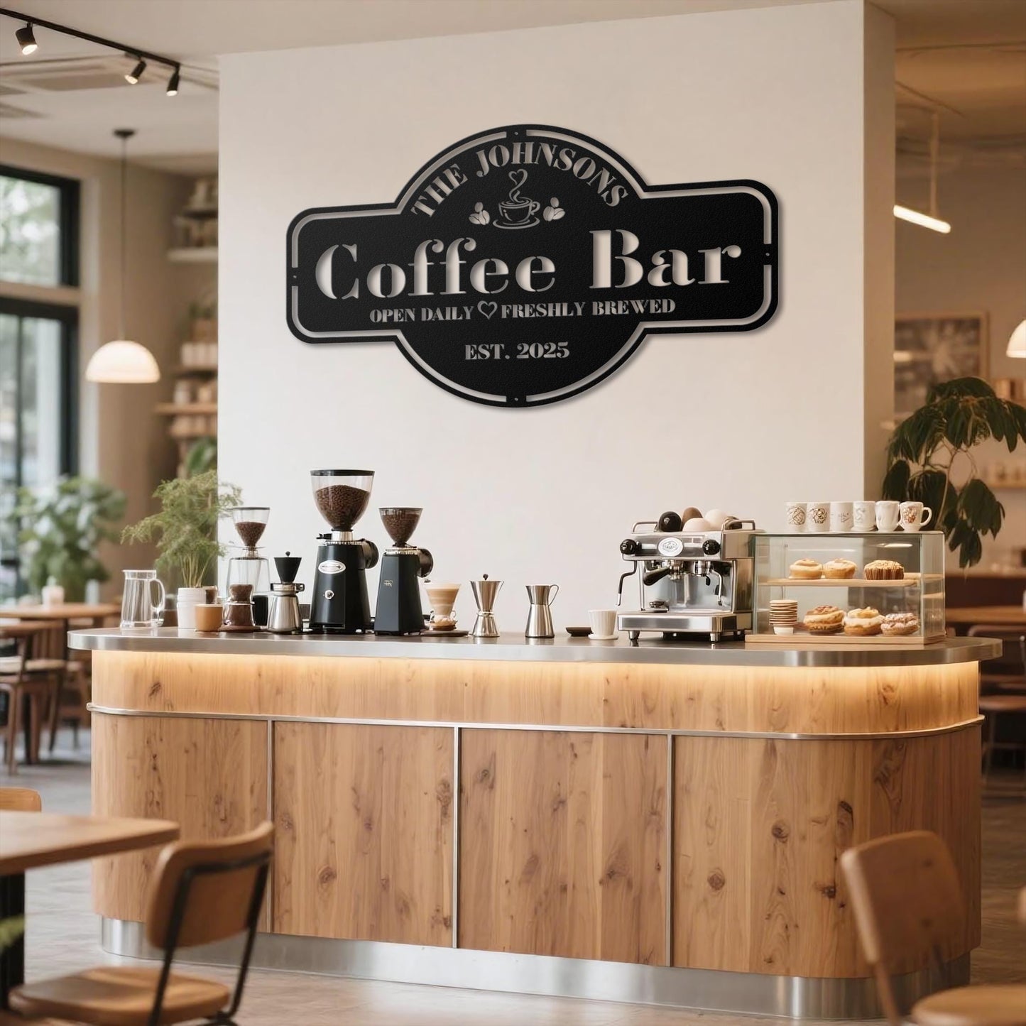 Personalized Coffee Bar Sign for Kitchen | Custom Coffee Decor | Metal Wall Art| Coffee Lover Gift | Cafe Shop Sign | Cafe Bar Sign | Gifts