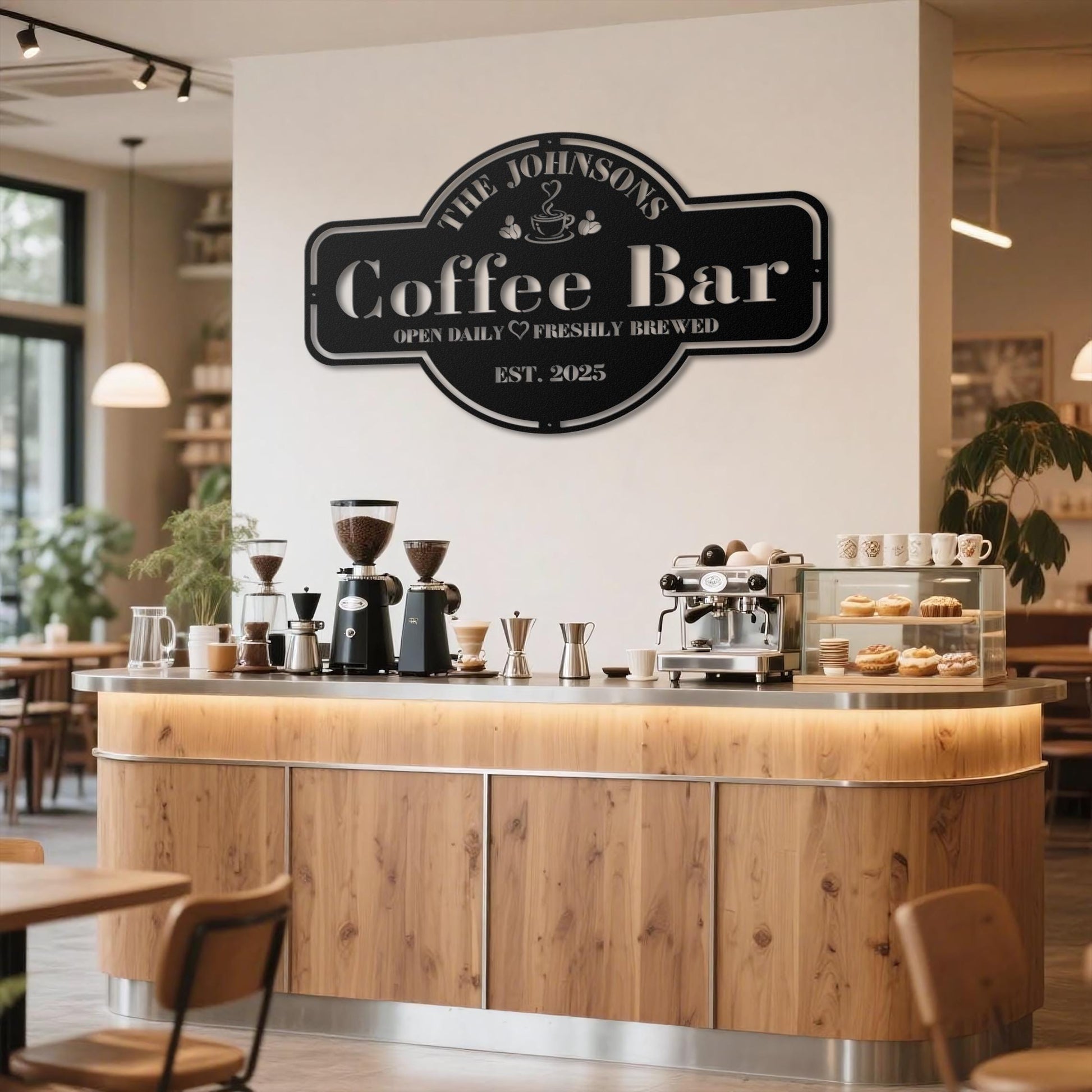 Personalized Coffee Bar Sign for Kitchen | Custom Coffee Decor | Metal Wall Art| Coffee Lover Gift | Cafe Shop Sign | Cafe Bar Sign | Gifts
