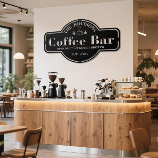 Personalized Coffee Bar Sign for Kitchen | Custom Coffee Decor | Metal Wall Art| Coffee Lover Gift | Cafe Shop Sign | Cafe Bar Sign | Gifts