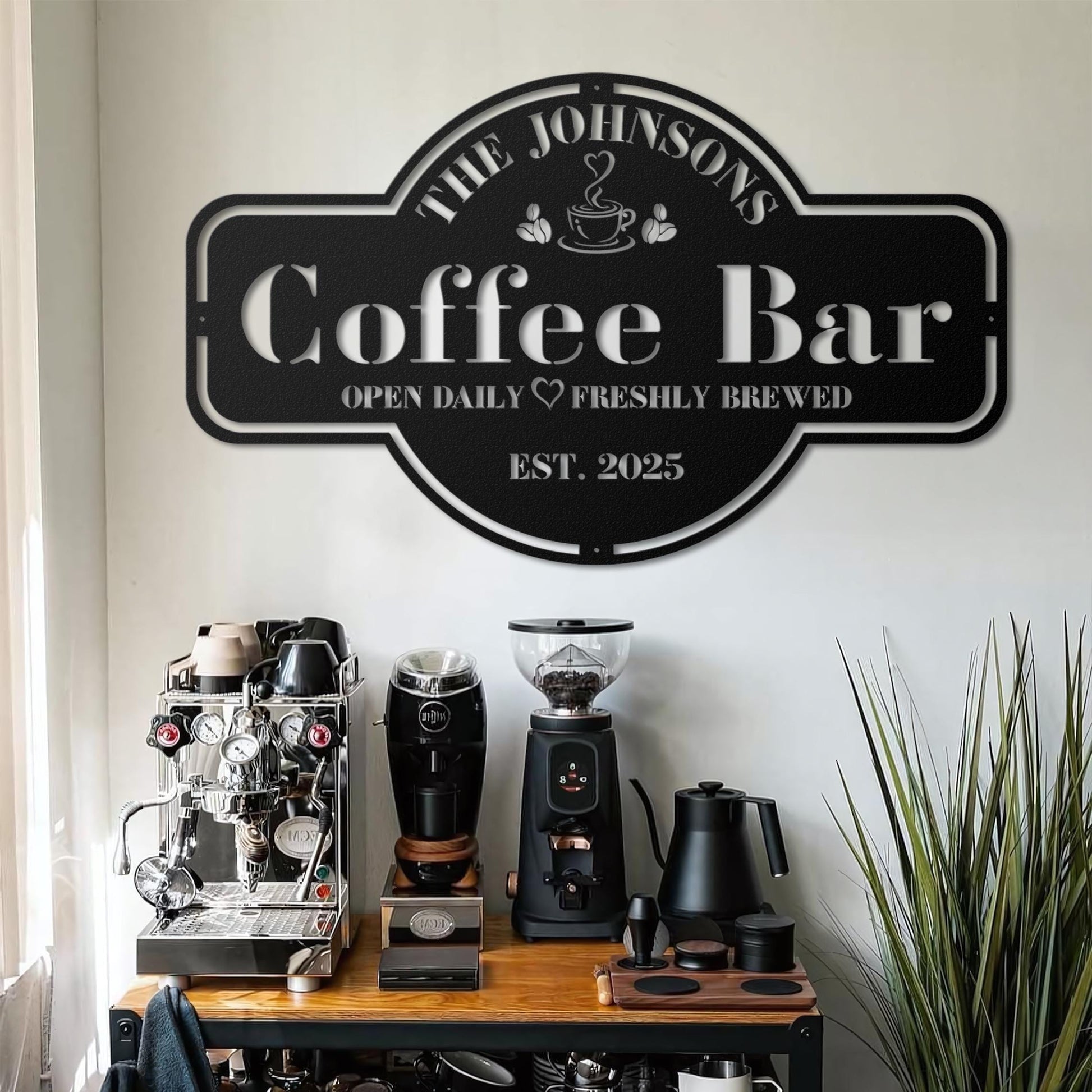 Personalized Coffee Bar Sign for Kitchen | Custom Coffee Decor | Metal Wall Art| Coffee Lover Gift | Cafe Shop Sign | Cafe Bar Sign | Gifts