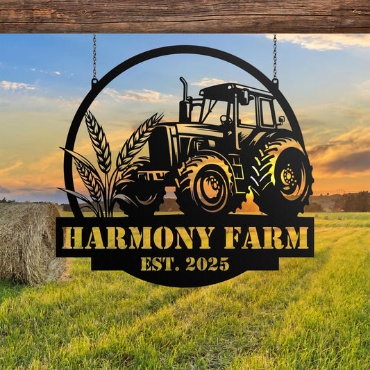 Customized Metal Tractor Sign, Personalized Metal Farm Name Sign, Farm Barn Sign, Farmer Gift, Farmhouse Tractor Decor,Custom Farm Name Gift