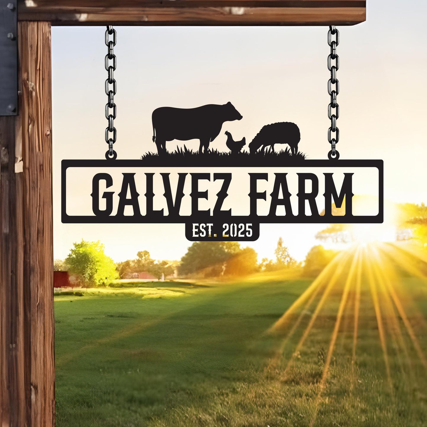 Custom Metal Farm Name Sign, Personalized Rustic Ranch Sign, Outdoor Metal Wall Art Decor, Large Barn Name Sign, Family Name Yard Decor