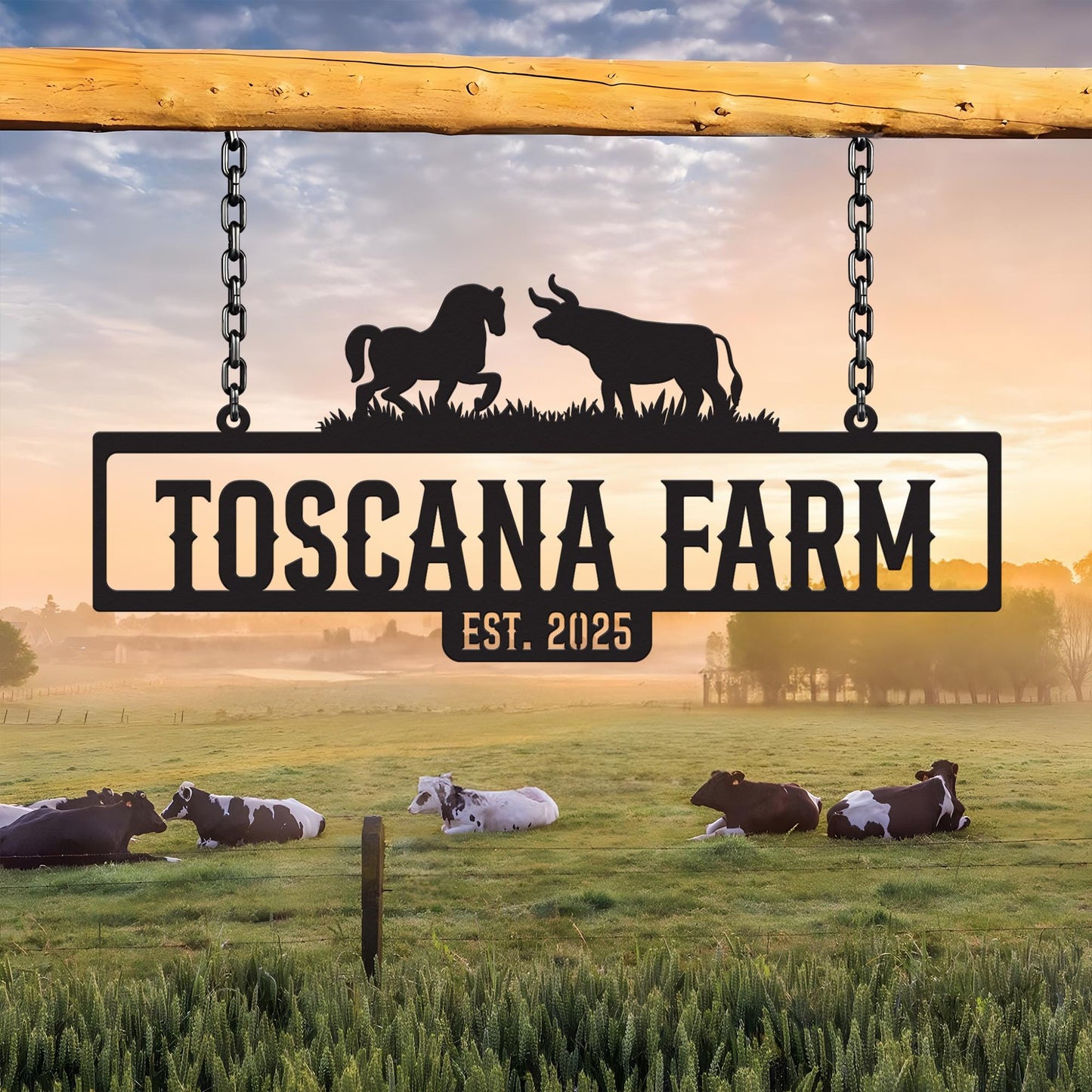 Custom Metal Farm Name Sign, Personalized Rustic Ranch Sign, Outdoor Metal Wall Art Decor, Large Barn Name Sign, Family Name Yard Decor