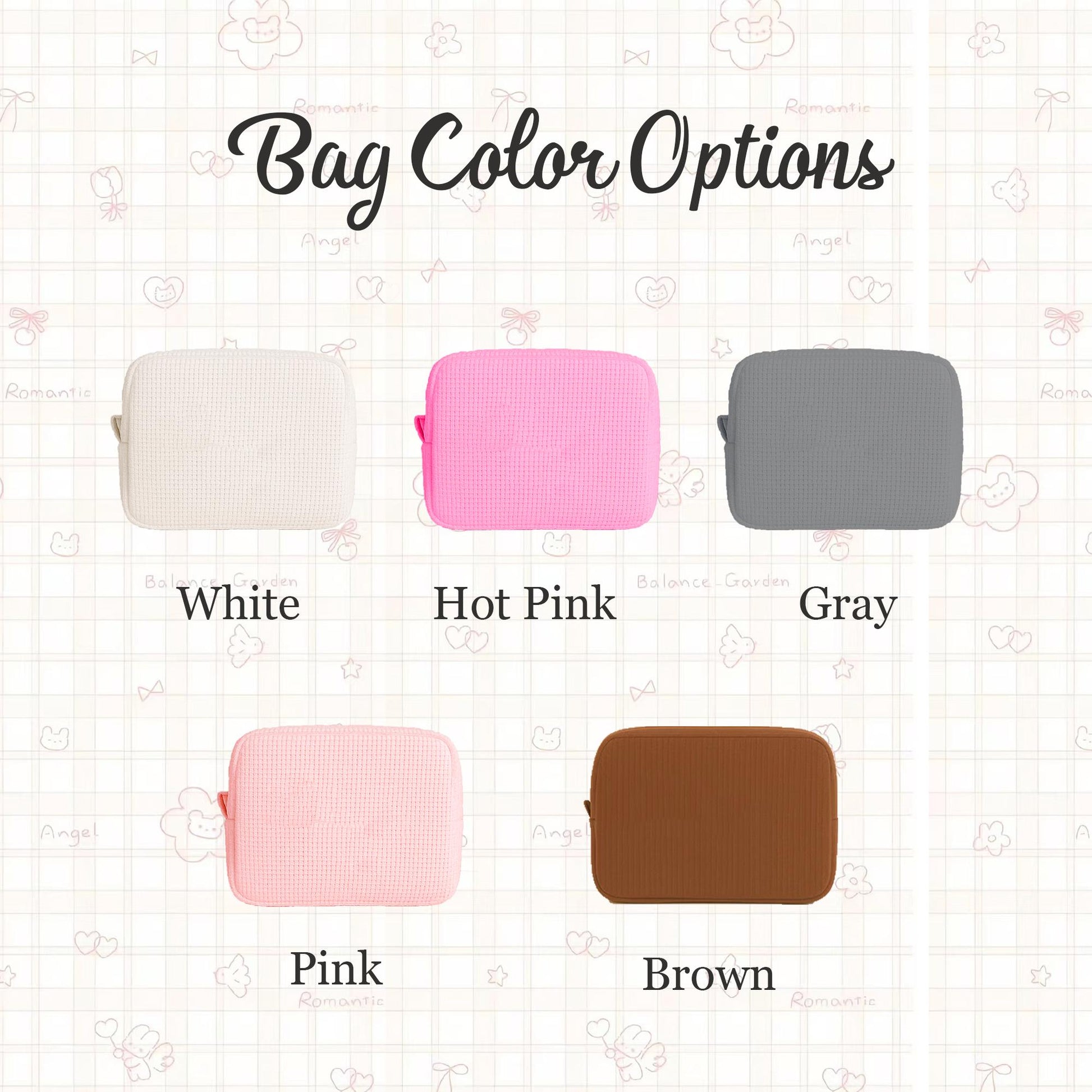 Personalized Waffle Cosmetic Bag, Embroidered Monogram, Bridesmaid Gift