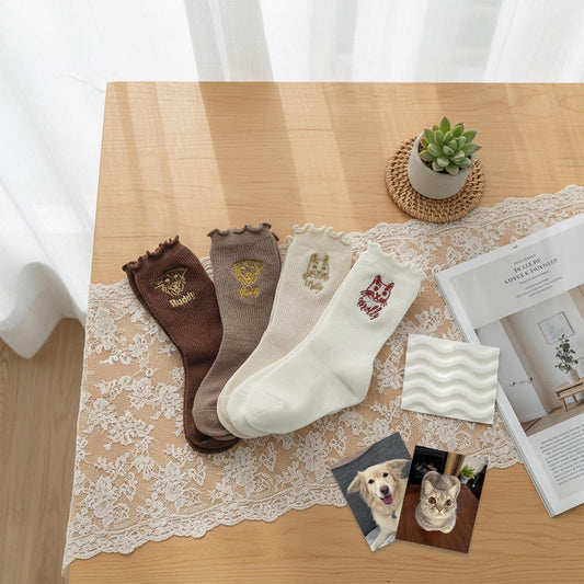 6 Pairs Personalized Kids Socks – Custom Pet Embroidery, Name Socks Set,  Kindergarten anti-lost