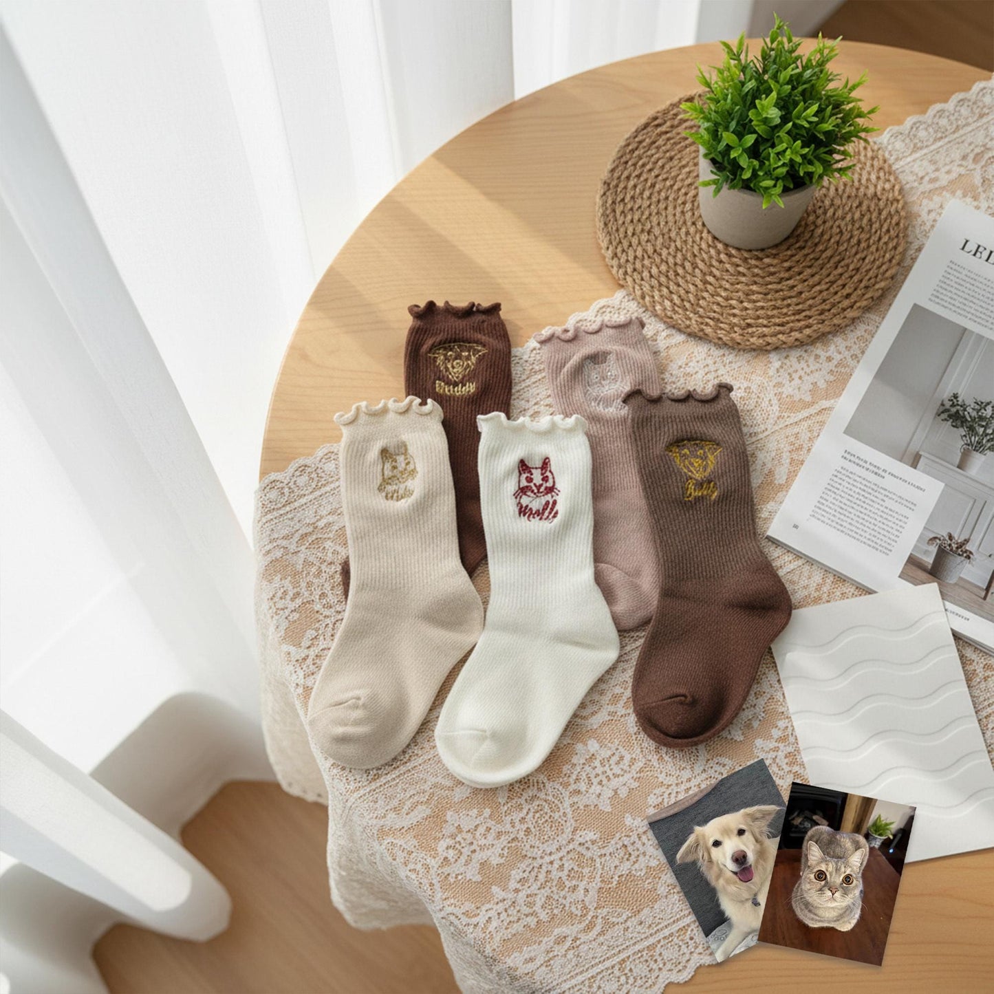 6 Pairs Personalized Kids Socks – Custom Pet Embroidery, Name Socks Set,  Kindergarten anti-lost