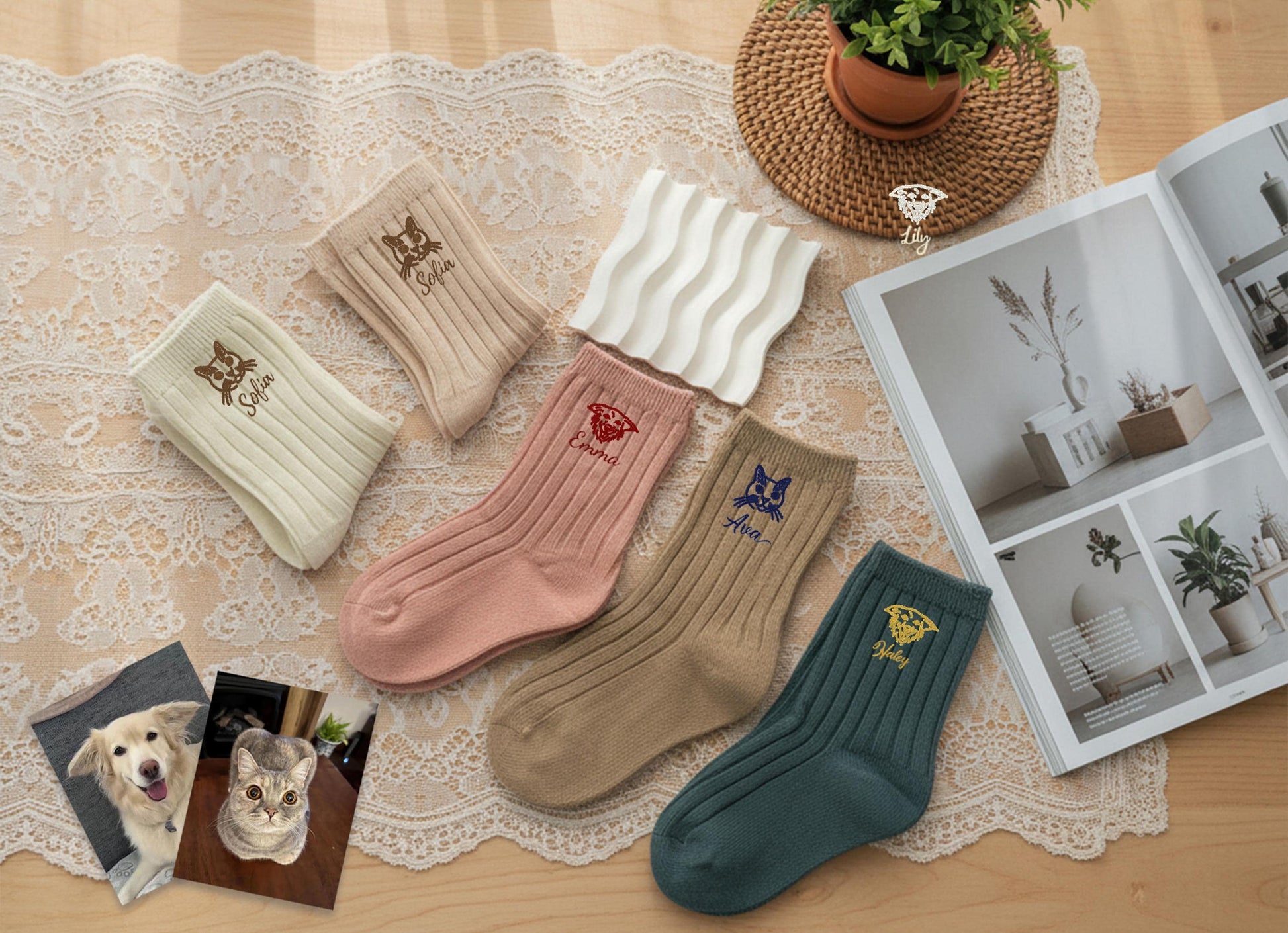 10 Pairs Personalized Kids Socks – Custom Pet Embroidery, Name Socks Set,  Kindergarten anti-lost