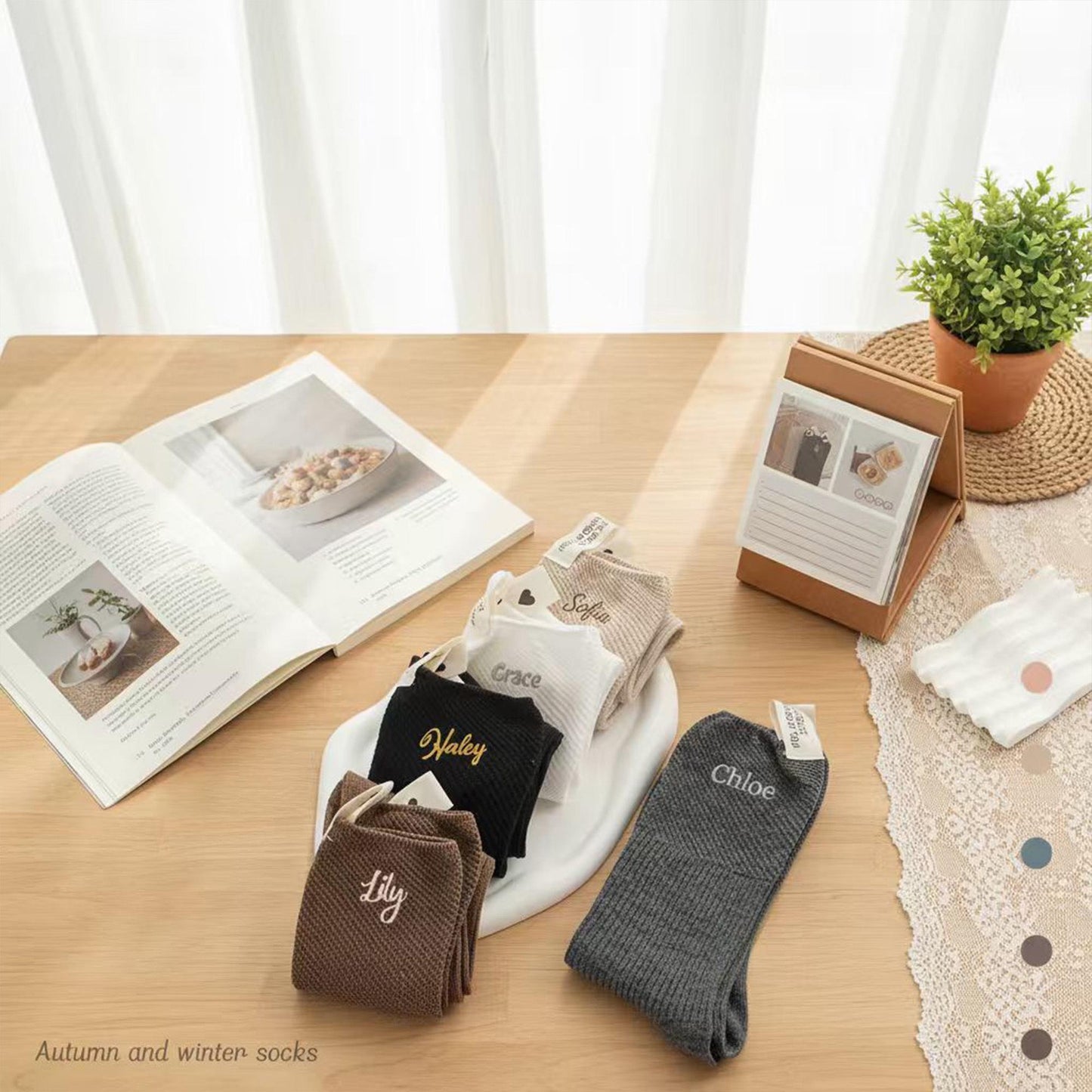 Personalized Embroidered Name Socks – Custom Cotton Socks, Cozy & Elegant Gift for Her