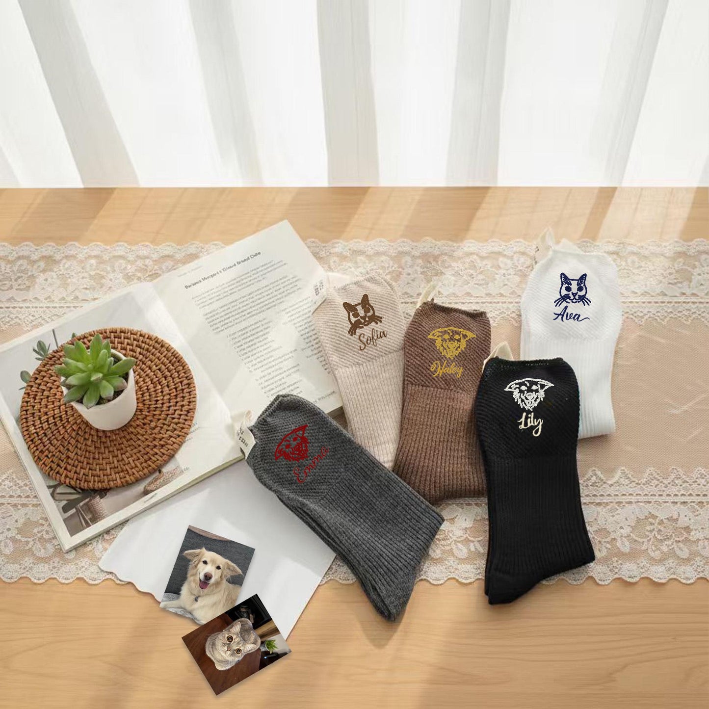 Personalized Pet Socks – Custom Dog & Cat Face Embroidered Name Socks, Gift for  Lovers