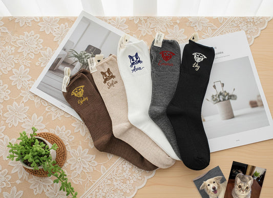 Personalized Pet Socks – Custom Dog & Cat Face Embroidered Name Socks, Gift for  Lovers