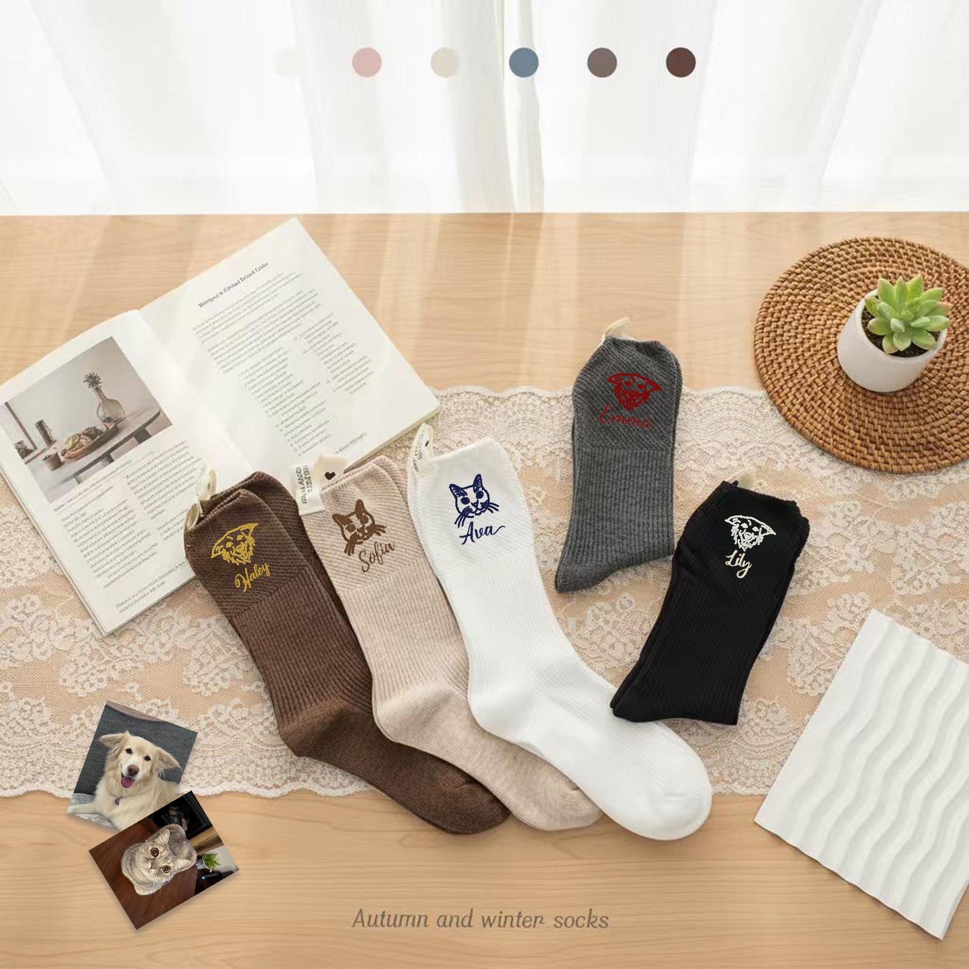 Personalized Pet Socks – Custom Dog & Cat Face Embroidered Name Socks, Gift for  Lovers
