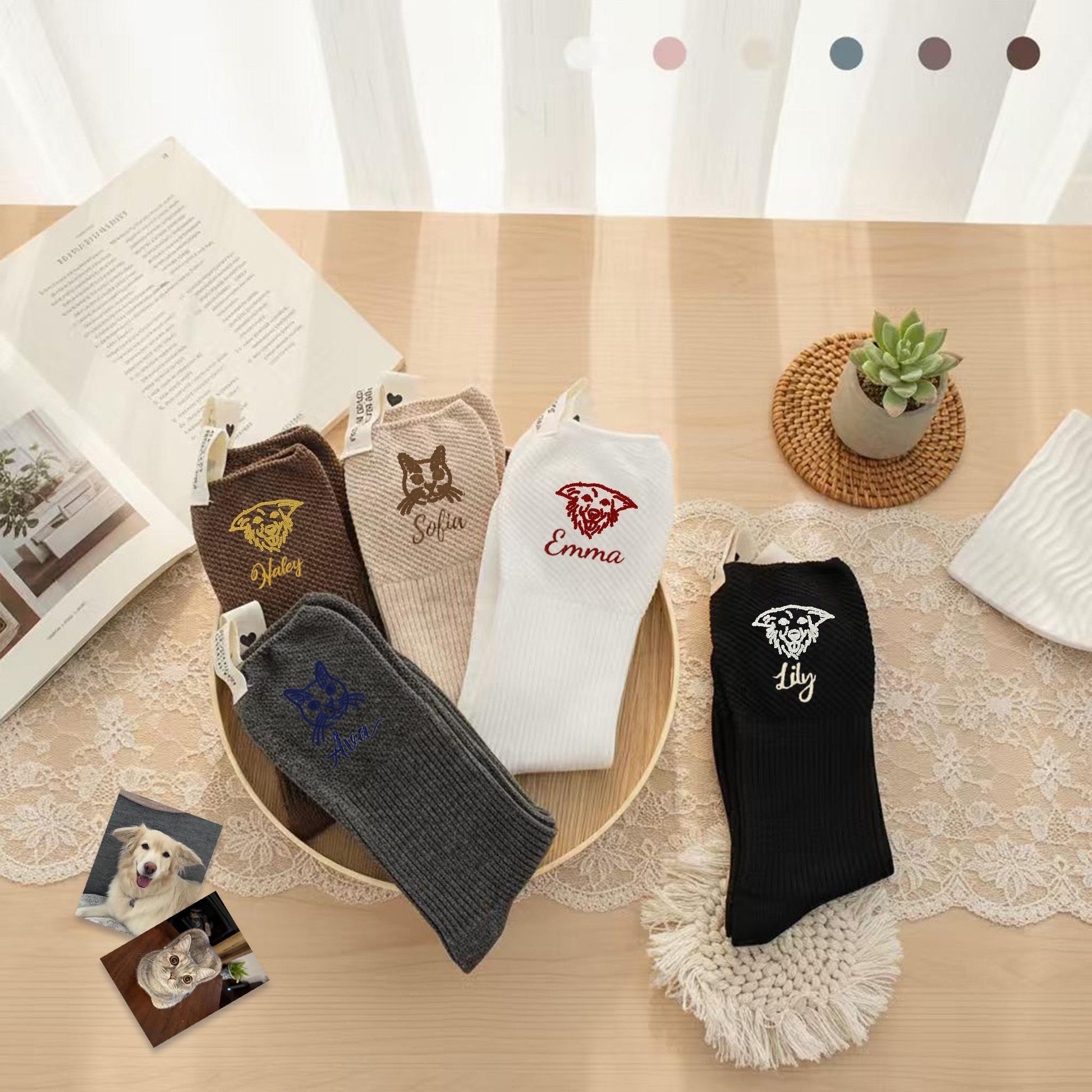 Personalized Pet Socks – Custom Dog & Cat Face Embroidered Name Socks, Gift for  Lovers