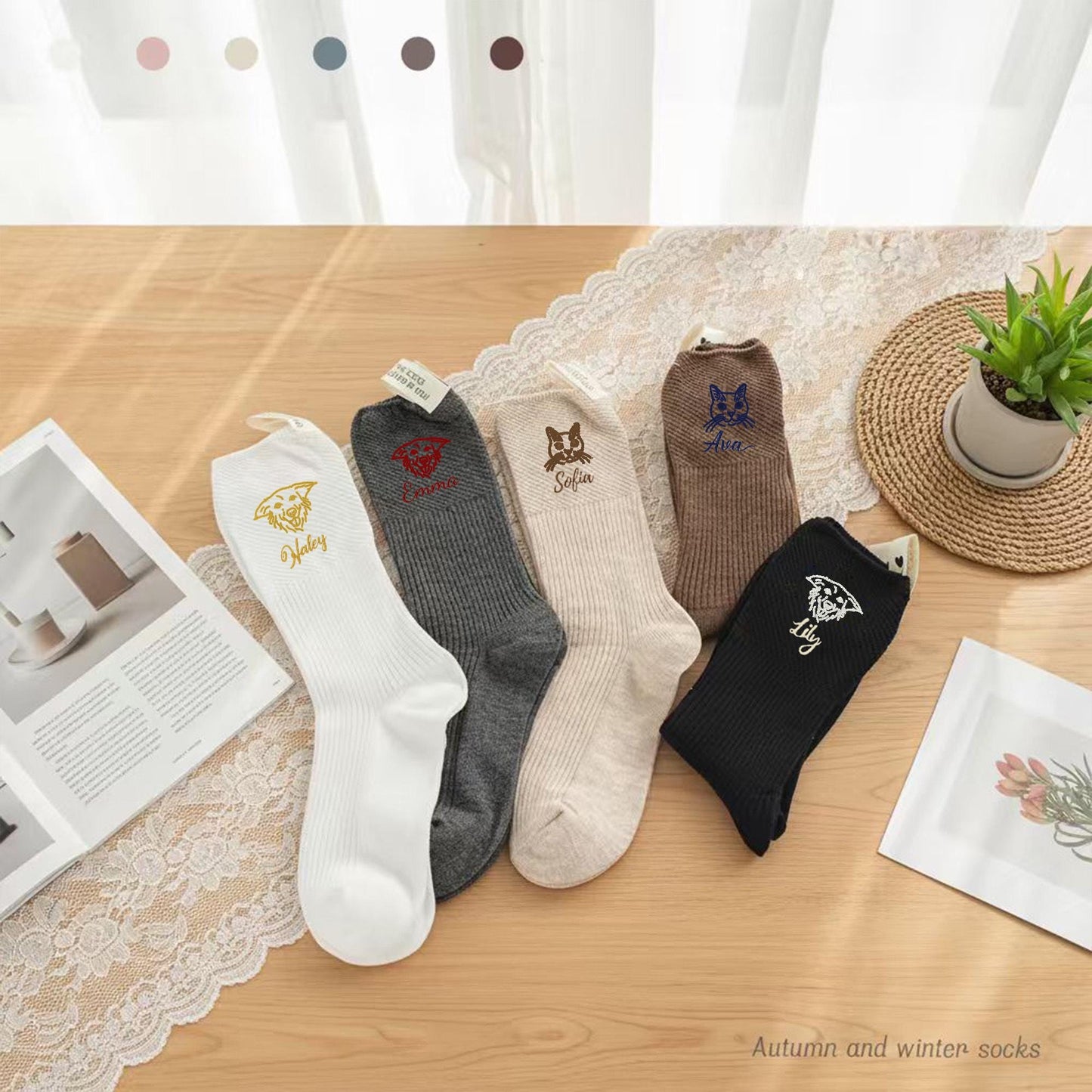 Personalized Pet Socks – Custom Dog & Cat Face Embroidered Name Socks, Gift for  Lovers